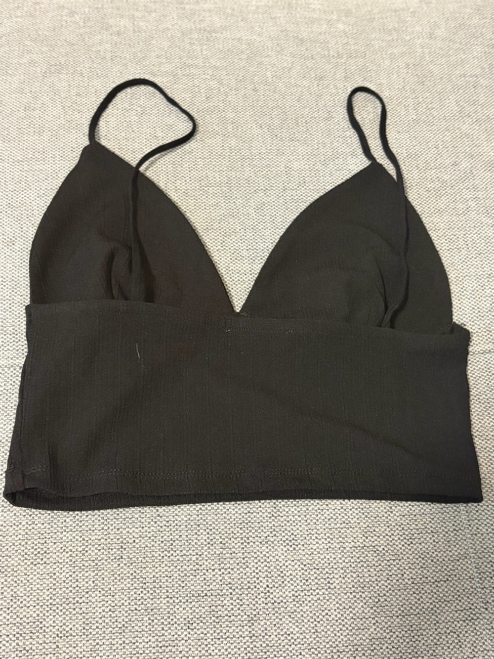 Zara Black Ribbed Bralette Cropped Top - Spaghetti Straps - Picture 3 of 4